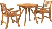 'vidaXL 3-Piece Acacia Wood Garden Dining Set - Round Table with 2 Comfortable Chairs - Durable, Solid Wood, Easy-to-Clean, for Patio, Outdoor Dining, Brown