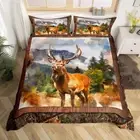 Deer Duvet Cover King Elk Moose Bedding Set, Jungle Animal Comforter Cover