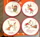 Pottery Barn GRINCH Plate Dr. Seuss Disney holiday Christmas party gift * SET 4