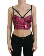 Dolce & Gabbana Leopard Print Corset Top TSH83158 Women Pink