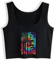 [dbary xuda] Love is Love Rainbow American Flag Graphic Tank Tops LGBT Gay Pride Month Cotton Tank Tops Bisexual Creative Sexy Camisole