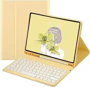 Keyboard Case for iPad 9.7 inch, Cover for iPad Air 1 2 Pro 5th 6th 2018 2017 Generation,Detachable Wireless Keyboard Stand Cover with Pencil Holder for iPad Case 9.7 inch (Yellow)