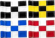 Set of 4 Double Sided 8x6 Inches Checkered Golf Flag - Mini Practice Putting Green Flags for Yard in 420D Nylon - Small Banner Checkered with Tube Inserted - Standard Golf Flag for Backyard