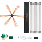 VEVOR 9 m Chimney Sweep Kit, w/ 9 Reinforced Nylon Flexible Rods, Ergonomic Chimney Cleaning Brush, 360-Degree Brush Chimney Cleaner, Rich Accessories