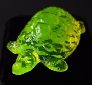 Vaseline Turtle Uranum Clear Yellow Uranium Glass Figurine Art GlassAnimal
