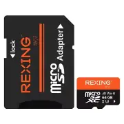 REXING microSDXCUHS-3 4K Full HD High Speed Transfer Monitoring 64GB SD Card