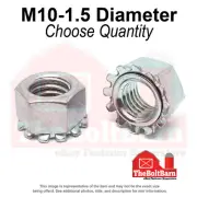 M10-1.5 Class 8 Hex K-Lock Nuts Zinc Clear Coarse Thread (Pick Quantity)
