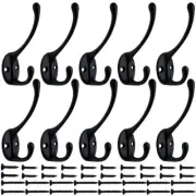 Wall Hooks, 10Pcs Coat Hooks Hardware Towel Hooks for Hanging Coats Double