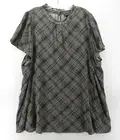 Torrid Top Women 3 Plus Gray Tunic Blouse Plaid Mock Ruffle Flutter Sleeve NEW