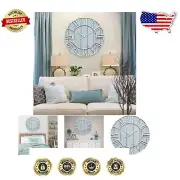 Rustic Coastal 24-Inch Wall Clock with Roman Numerals - Battery Operated Design