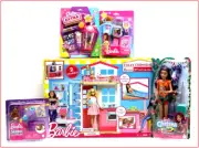 LOT 5 - Barbie 2 STORY HOUSE & Furniture + SKIPPER + BABY Set + Phone + Make-Up