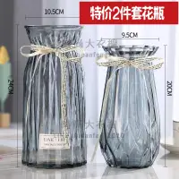在飛比找樂天市場購物網優惠-2件套 歐式玻璃花瓶透明彩色水培植物花瓶客廳裝飾擺件插花瓶【