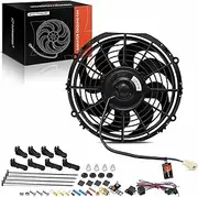 A-Premium 10'' 10 Inch Electric Radiator Fan, 12V 80W with Thermostat, Wiring Switch Relay Kit for Vehicles