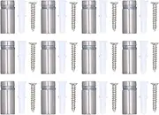 12 Pcs Stainless Steel Standoff Screws, 1/2 ×1 in Wall Sign Hardware Kit for Acrylic Signs, Brushed Ni Finish with Wall Plugs