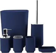 6 Bathroom Accessories Set Soap Dispenser Tooth Brush Holder Rubbish Garbage Bin Soap Dish,Bathroom Gift Set Deep Blue