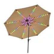 7.5 ft/9 ft/10 ft Outdoor Patio Umbrella with Solar Lights - Large 7.5ft Tan