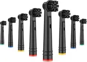 BUKURII Replacement Brush Heads Compatible with Oral B Electric Toothbrushes, 8 Count, Black, Bamboo Charcoal Infused Bristles Fit for Pro Series 100 500 1000 1500 2000 2500 3000