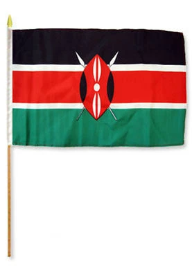 12x18 12"x18" Wholesale Lot of 3 Kenya Stick Flag wood staff