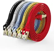 CableGeeker Cat 8 Ethernet Cable 3FT 5 Pack Multi Color, 40Gbps 2000Mhz High Speed LAN Network Cable Gigabit Cat8 Patch Cables, Professional RJ45 Flat Internet Cable for Modem/Router/PC/PS5/Xbox