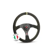 SAAS Steering Wheel Suede Sprint 350mm Black Indicator Rounded Grip 40mm Dish