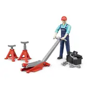 Bruder Licensed 1:16 Scale Bworld Garage Equipment Figure Set With Trolley Jack & Tools