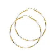 GOLD - 14K Two Tone Gold Curled Hoop Earrings