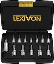 LEXIVON HEX Bit Socket Set, Premium S2 Alloy Steel | 13-Piece Metric 2mm - 14mm Set | Enhanced Storage Case (LX-141)