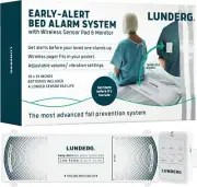 Lunderg Early Alert Bed Alarm System - Wireless Bed Sensor Pad & Pager Elderly