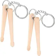[Baluue] 2pcs Mini Wooden Drumstick Key Ring Pendant Chic Decorative Keychain for Bag Key Hanging Ornament for Drummers Easy to Carry Durable Design