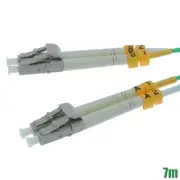 7M LC UPC to LC UPC Duplex Multi Mode 50/125 Fiber Optic Patch Cable OM4 Aqua