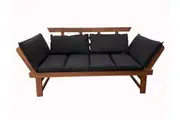 Aruba Garden Sofa Outdoor Day Bed with Premium Cushions Charcoal Color