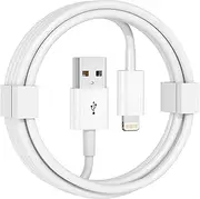 3 FT White Lightning Cable, Apple MFi Certified, USB A to Lightning, Car Charging, Compatible with iPhone 14/13/12/11/Xs/XR/8/7/6, CarPlay Ready