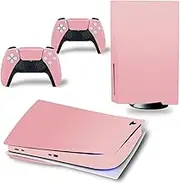 Skin Sticker for PS5 Disc Edition Console and Wireless Controllers, Full Protective Skin Set Vinyl Decal Cover Wrap for PS5 Disc Edition (Pink)