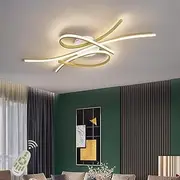 Modern Ceiling Light, Recessed Lighting for Living Room and Dining Room, Dimmable with Remote Control, Elegant Curved Design Decorative Chandelier for Living Room, Kitchen and Hallway (Collar