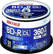 Buffalo RO-BR50V-050PW/N Blu-ray Disc, BD-R DL, for Single Recording, 50GB, 50 Sheets, Spindle, Single-Sided, 2-Layer, 1-6x Speed, White Label