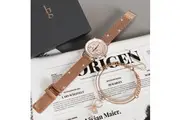 Boxed Bullion Gold Elite watch and Bracelet Set Embellished with Crystals in Rose Gold