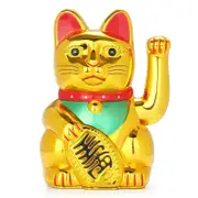 Lucky Fortune Money Waving Gold Maneki-Neko Cat Figure Feng Shui D��cor
