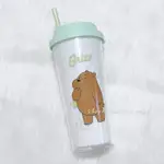 瑕疵出清🐻MINISO X WE BARE BEARS 熊熊遇見你 大大塑膠吸管杯 環保杯 冷水杯