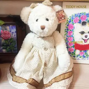 【TEDDY HOUSE泰迪熊】泰迪熊玩具玩偶公仔絨毛娃娃米色洋裝泰迪熊大(正版泰迪熊)