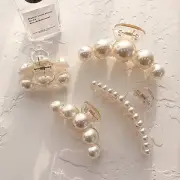 Pearl Hair Clips for Women Girl, Large Small Hair Claw Clip 1 Count (Pack of 4)