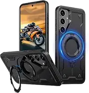[RUNGOS] 360°Rotatable Ring for Samsung A15 Case Magsafe, with Stand [Strong Magnetic] [Mil-grade 4-Corner Airbag Reinforcement] Armor-grade Shockproof Case for Samsung Galaxy A15 Case Sturdy Cover 2023