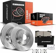 A-Premium 12.6 inch (320mm) Front Vented Disc Brake Rotors + Ceramic Pads Kit Compatible with Select Acura Models - RL 2005-2012, 6-PC Set