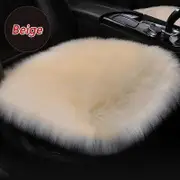1PC Fuzzy Faux Sheepskin Wool Fur Car Seat Cover Soft Plush Synthetic Purple Auto Cushion for SUV Trucks Universal Fit 1PC Beige cushion