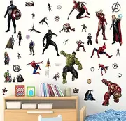 Superhero Wall Stickers 3D Wallpaper Stickers for Kids,DIY Creative Wall Decals Stickers Children Bedroom Living Room Nursery Background Wall Decor Removable Glass Stickers