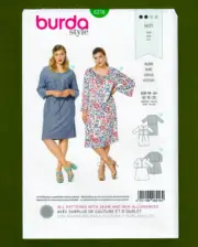 Women's Pullover Dress Sewing Pattern, Button Bodice (Sizes 18-28) Burda 6216