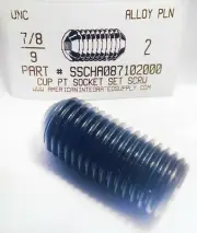 7/8-9x2" Hex Socket Set Screws Cup Point Alloy Steel (2)