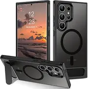 [DUEDUE] for Samsung Galaxy S24 Ultra 6.8" Case Magnetic with Stand [Compatible with MagSafe] Military-Grade Protection Built-in Kickstand Hard Back Samsung S24 Ultra Cover, Black