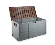 Outdoor 290L Lockable Weatherproof Garden Tools Storage Box Grey and Brown