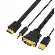 VGA to HD Cable Male to Male with Audio Cable with Power Supply VGA Converter Digital Analog HD 1080P for PC Laptop LCD