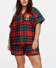NEW PETER ALEXANDER CHRISTMAS XMAS TARTAN TEDDY BEAR PJ TOP & SHORTS 3+ $149.90